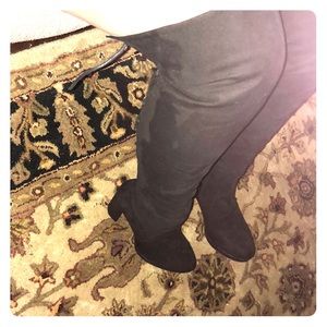 Over The Knee Black Back Lace Up Boots